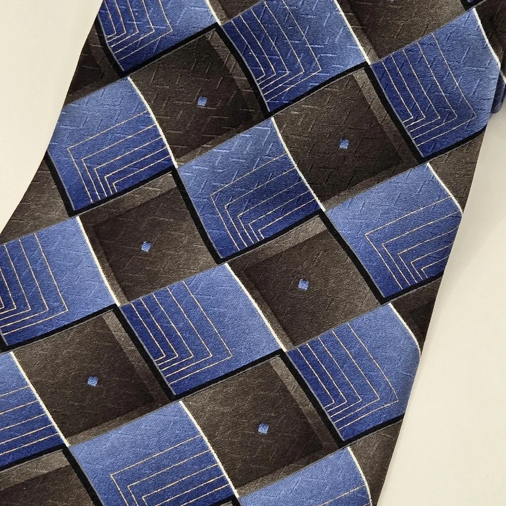 Palatina Mens Tie Silk 100% Imported Silk, Blue‎ & Brown